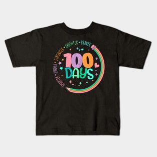 Smarter Kinder Stronger Brighter 100 Days Of School Teacher Kids T-Shirt